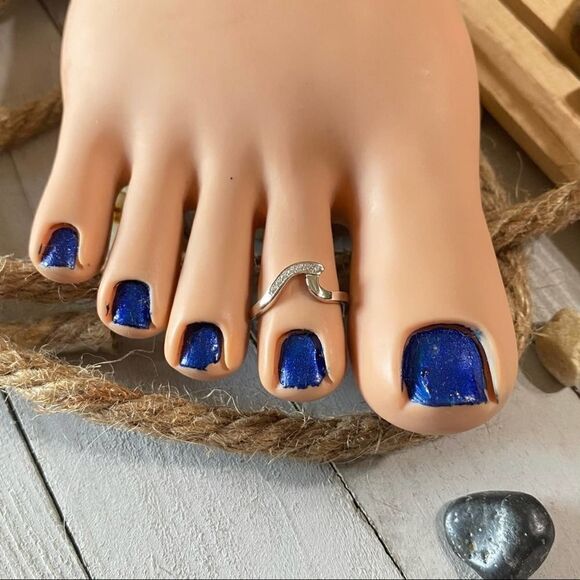 Sterling Silver Wave Toe Ring Midi Ring - Picture 1 of 4